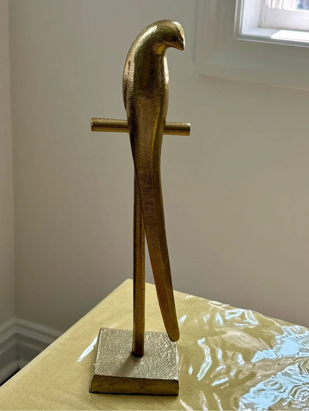 Gold Parrot Figure on Stand